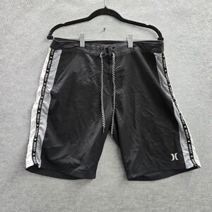 Hurley‎ Men Shorts 32 Black Boardshort Gorpcore Logo 9" Inseam